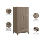 Meuble de rangement haut d'entrée de 32" l x 65" H avec portes, tiroir et étagères réglables, 4 finitions