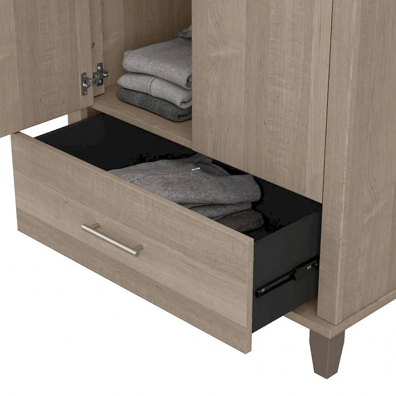 Meuble de rangement haut d'entrée de 32" l x 65" H avec portes, tiroir et étagères réglables, 4 finitions