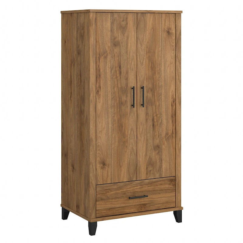 Meuble de rangement haut d'entrée de 32" l x 65" H avec portes, tiroir et étagères réglables, 4 finitions