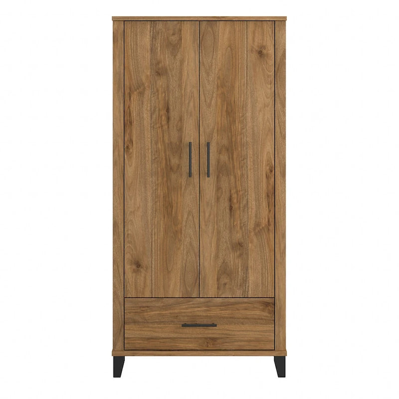 Meuble de rangement haut d'entrée de 32" l x 65" H avec portes, tiroir et étagères réglables, 4 finitions
