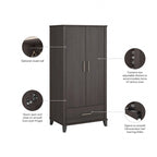 Meuble de rangement haut d'entrée de 32" l x 65" H avec portes, tiroir et étagères réglables, 4 finitions