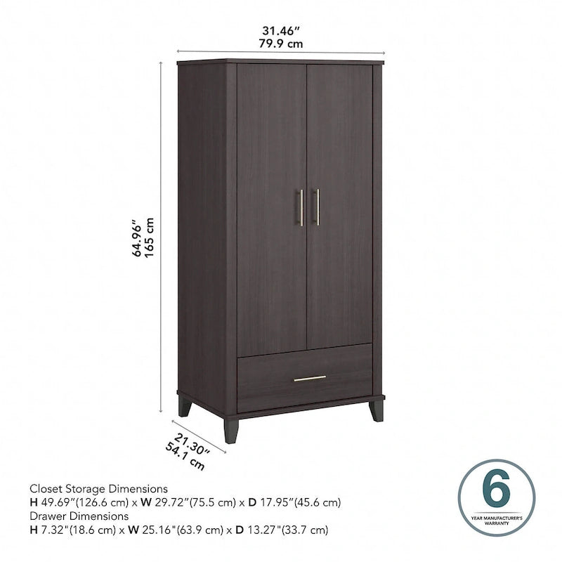 Meuble de rangement haut d'entrée de 32" l x 65" H avec portes, tiroir et étagères réglables, 4 finitions