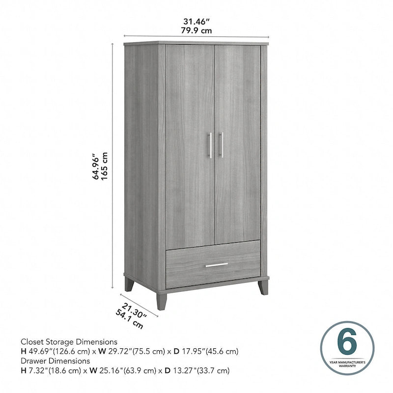Meuble de rangement haut d'entrée de 32" l x 65" H avec portes, tiroir et étagères réglables, 4 finitions