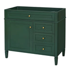 Meuble-lavabo de salle de bain de 91 cm sans lavabo, armoire de rangement de salle de bain moderne avec 2 tiroirs et un tiroir basculant, cadre en bois massif
