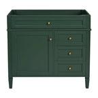 Meuble-lavabo de salle de bain de 91 cm sans lavabo, armoire de rangement de salle de bain moderne avec 2 tiroirs et un tiroir basculant, cadre en bois massif