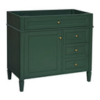 Meuble-lavabo de salle de bain de 91 cm sans lavabo, armoire de rangement de salle de bain moderne avec 2 tiroirs et un tiroir basculant, cadre en bois massif