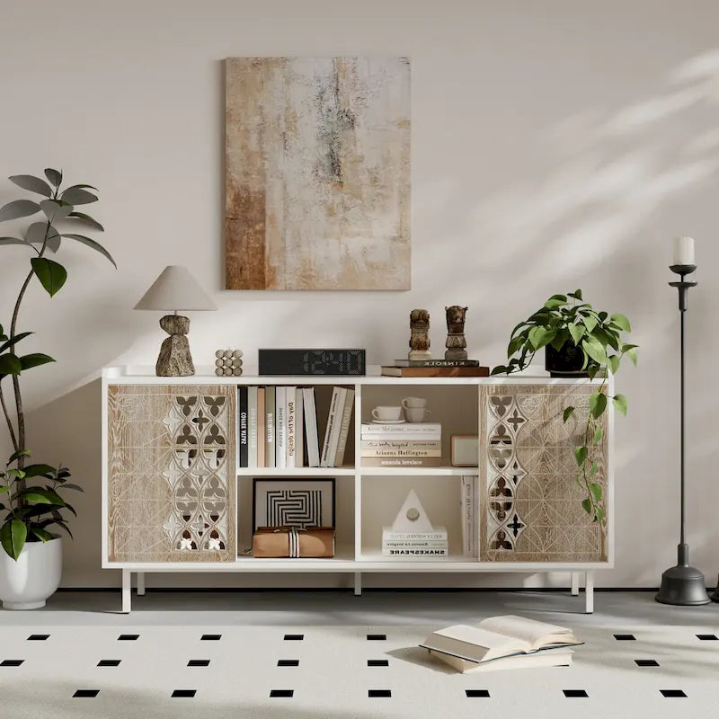 Meuble de rangement rustique de style vintage avec 2 portes, Push-Pull, convient comme meuble TV, buffet, meuble d'appoint