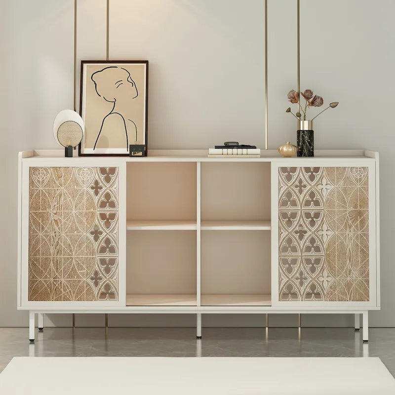 Meuble de rangement rustique de style vintage avec 2 portes, Push-Pull, convient comme meuble TV, buffet, meuble d'appoint