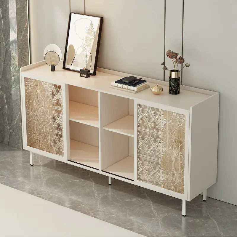 Meuble de rangement rustique de style vintage avec 2 portes, Push-Pull, convient comme meuble TV, buffet, meuble d'appoint