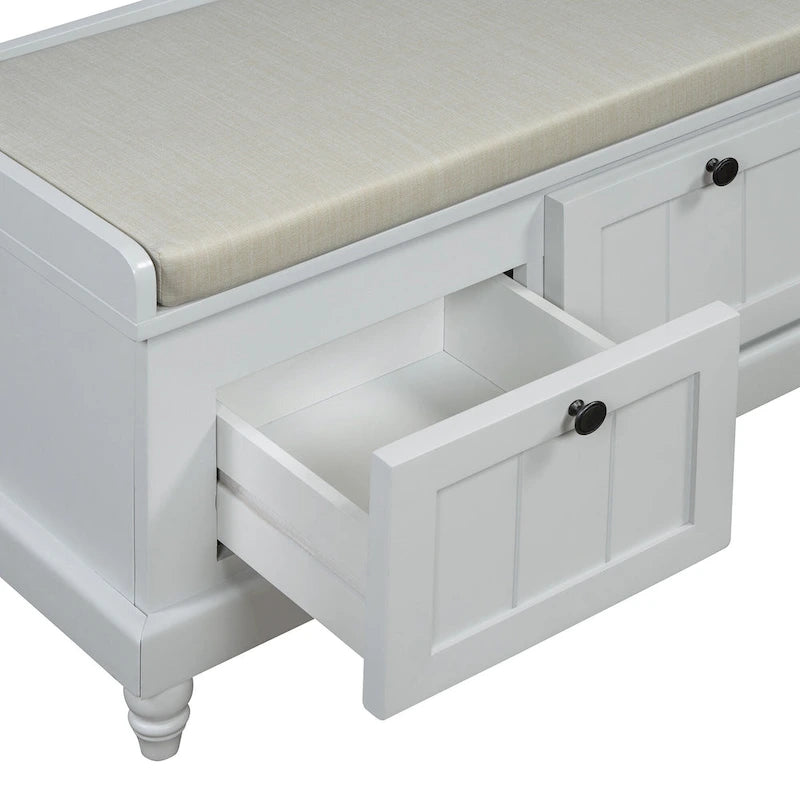 Shoe Bench with Lift Top Cushion Seat & Hidden Space, Entryway Shoe Storage Bench with 3 Drawers, Bedroom End of Bed Bench