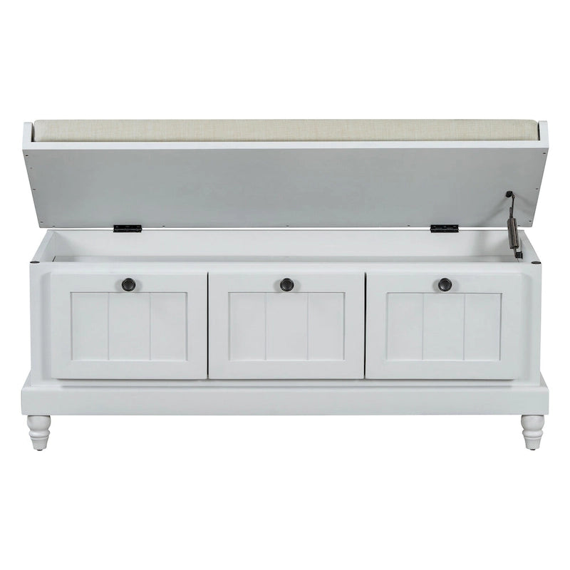 Shoe Bench with Lift Top Cushion Seat & Hidden Space, Entryway Shoe Storage Bench with 3 Drawers, Bedroom End of Bed Bench