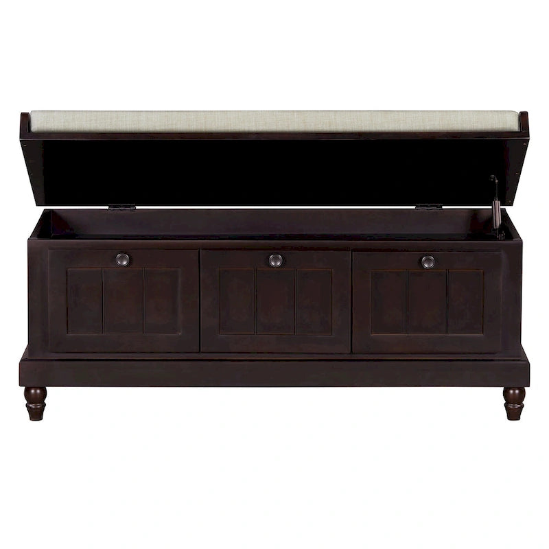 Shoe Bench with Lift Top Cushion Seat & Hidden Space, Entryway Shoe Storage Bench with 3 Drawers, Bedroom End of Bed Bench