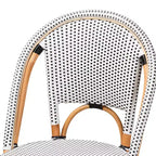 bali & pari Genica Tabouret de bar bicolore en tissage et rotin naturel Noir/Blanc