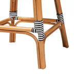 bali & pari Genica Tabouret de bar bicolore en tissage et rotin naturel Noir/Blanc