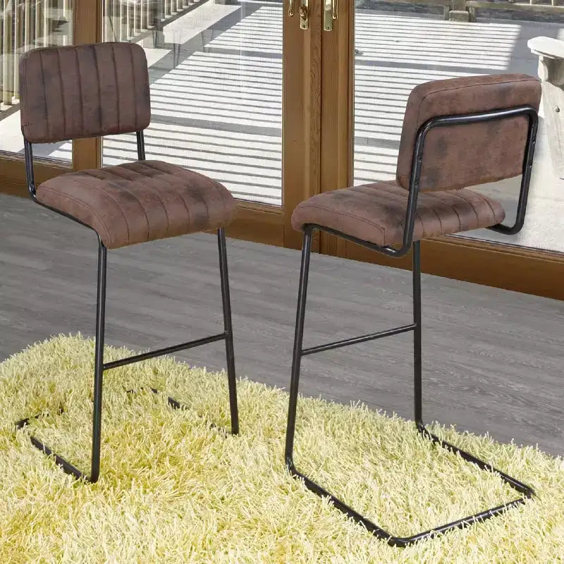 Brassex Lot de 2 tabourets de bar hauteur comptoir Damien Marron