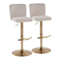 LumiSource Set of 2 Henry Adjustable Barstools Gold/Beige Fabric
