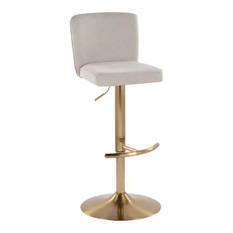 LumiSource Ensemble de 2 tabourets de bar réglables Henry Or/Tissu beige