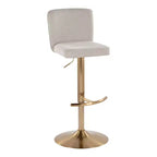 LumiSource Ensemble de 2 tabourets de bar réglables Henry Or/Tissu beige
