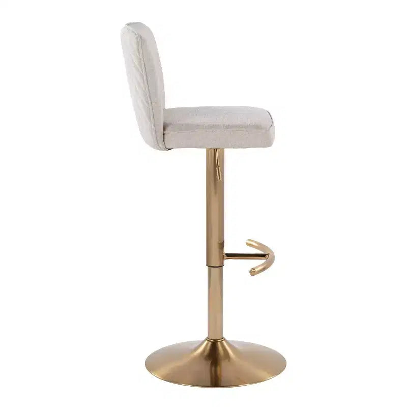LumiSource Ensemble de 2 tabourets de bar réglables Henry Or/Tissu beige