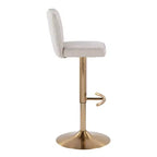 LumiSource Ensemble de 2 tabourets de bar réglables Henry Or/Tissu beige