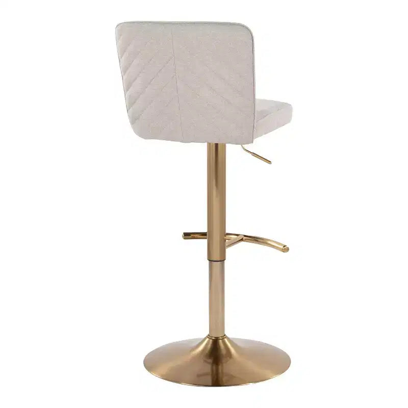 LumiSource Ensemble de 2 tabourets de bar réglables Henry Or/Tissu beige