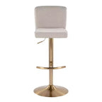 LumiSource Ensemble de 2 tabourets de bar réglables Henry Or/Tissu beige