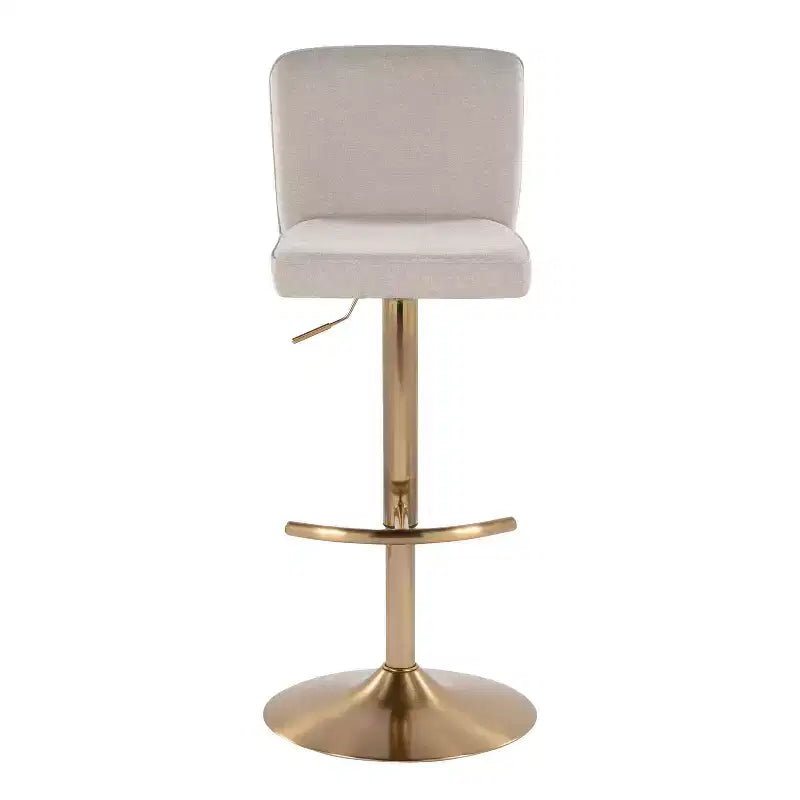 LumiSource Ensemble de 2 tabourets de bar réglables Henry Or/Tissu beige