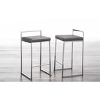 LumiSource Lot de 3 tabourets de bar à hauteur de comptoir empilables Fuji Acier inoxydable/Gris