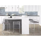 LumiSource Lot de 3 tabourets de bar à hauteur de comptoir empilables Fuji Acier inoxydable/Gris