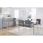 LumiSource Lot de 3 tabourets de bar à hauteur de comptoir empilables Fuji Acier inoxydable/Gris