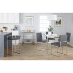 LumiSource Lot de 3 tabourets de bar à hauteur de comptoir empilables Fuji Acier inoxydable/Gris