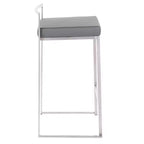 LumiSource Lot de 3 tabourets de bar à hauteur de comptoir empilables Fuji Acier inoxydable/Gris