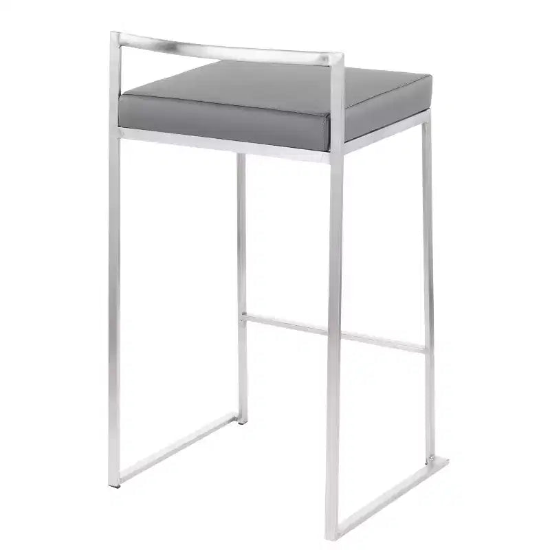 LumiSource Lot de 3 tabourets de bar à hauteur de comptoir empilables Fuji Acier inoxydable/Gris