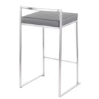 LumiSource Lot de 3 tabourets de bar à hauteur de comptoir empilables Fuji Acier inoxydable/Gris
