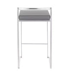 LumiSource Lot de 3 tabourets de bar à hauteur de comptoir empilables Fuji Acier inoxydable/Gris