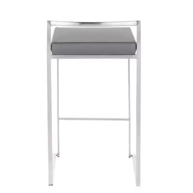 LumiSource Lot de 3 tabourets de bar à hauteur de comptoir empilables Fuji Acier inoxydable/Gris