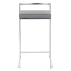 LumiSource Lot de 3 tabourets de bar à hauteur de comptoir empilables Fuji Acier inoxydable/Gris