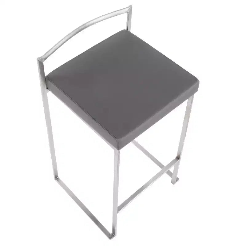LumiSource Lot de 3 tabourets de bar à hauteur de comptoir empilables Fuji Acier inoxydable/Gris
