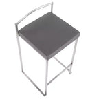 LumiSource Lot de 3 tabourets de bar à hauteur de comptoir empilables Fuji Acier inoxydable/Gris