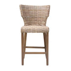 bali & pari Enver Rattan and Mahogany Wood Counter Height Barstool Kubu Gray/Rustic Taupe