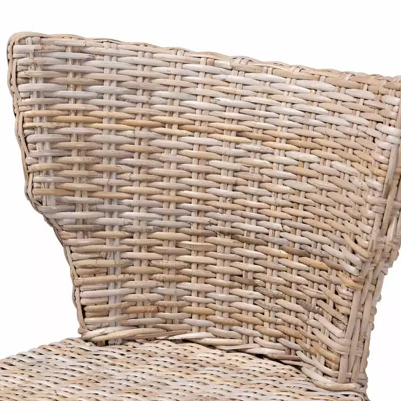bali & pari Enver Tabouret de bar hauteur comptoir en rotin et bois d'acajou gris Kubu/taupe rustique