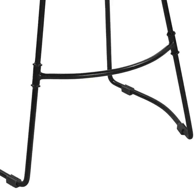 Tabouret de bar sans dossier Urban Port 61 cm, hauteur comptoir, assise selle en manguier blanchi, base en métal noir, blanc/noir