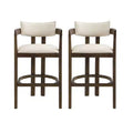Christopher Knight Home Set of 2 Micah Rubberwood Upholstered with Curved Open Back Counter Height Barstools Walnut