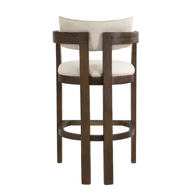 Christopher Knight Home Lot de 2 tabourets de bar Micah en bois d'hévéa rembourrés avec dossier incurvé et ouvert, hauteur comptoir, Noyer
