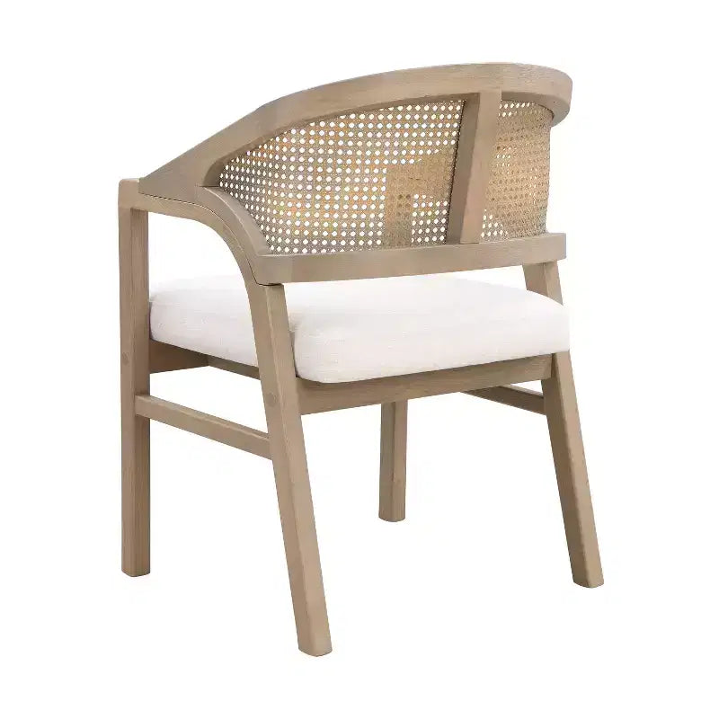 Christopher Knight Home Lot de 2 chaises de salle à manger Emery en bois d'hévéa rembourrées avec dossier incurvé en rotin Cendres claires