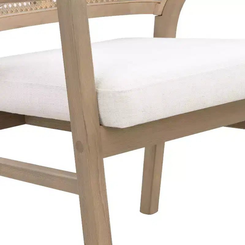 Christopher Knight Home Lot de 2 chaises de salle à manger Emery en bois d'hévéa rembourrées avec dossier incurvé en rotin Cendres claires