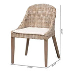 Chaise de salle à manger bali & pari Lara en rotin et bois d'acajou gris Kubu/taupe rustique