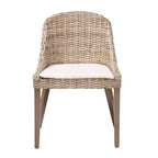 Chaise de salle à manger bali & pari Lara en rotin et bois d'acajou gris Kubu/taupe rustique