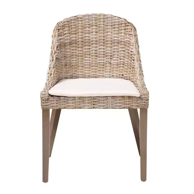 Chaise de salle à manger bali & pari Lara en rotin et bois d'acajou gris Kubu/taupe rustique