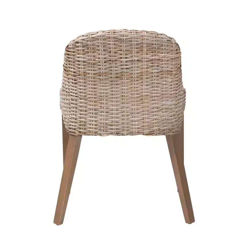 Chaise de salle à manger bali & pari Lara en rotin et bois d'acajou gris Kubu/taupe rustique